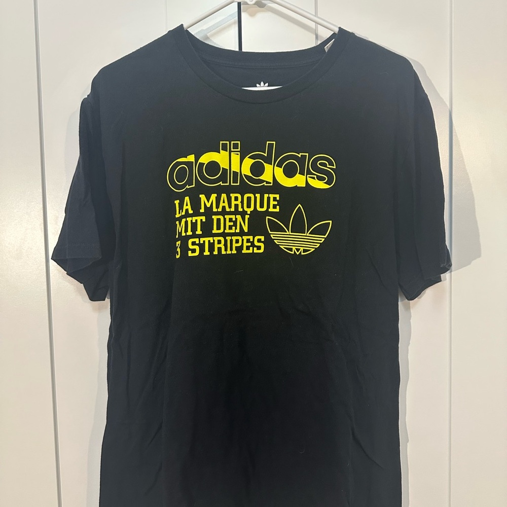 Adidas Black Short Sleeve Tee with Yellow Graphic
